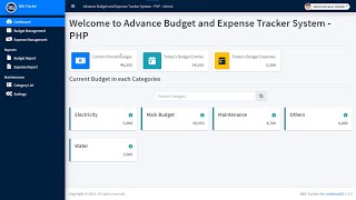 Budget and Expense Tracker System in PHP DEMO