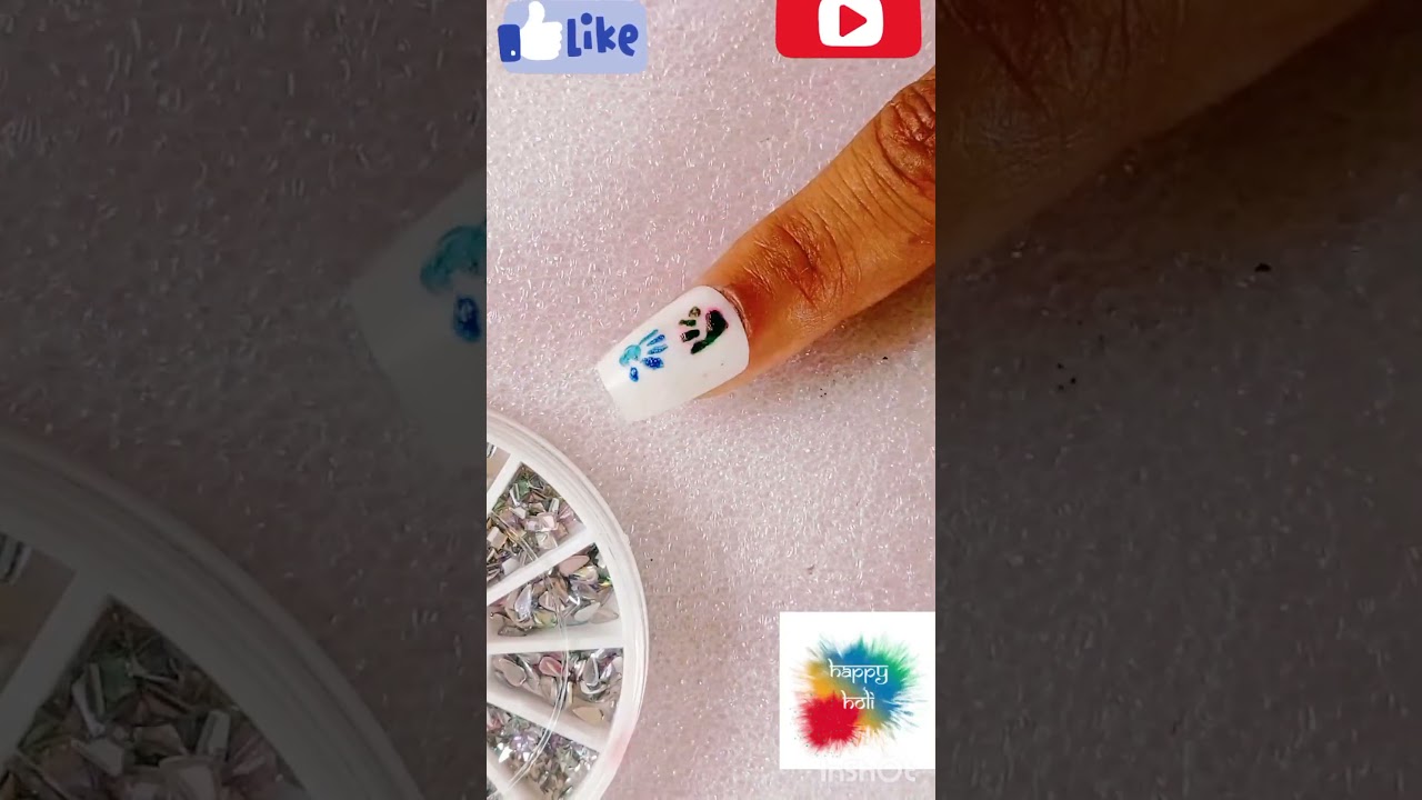 holi special nailart design 