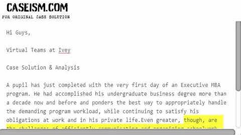 Virtual Teams at Ivey Case Solution & Analysis Caseism.com