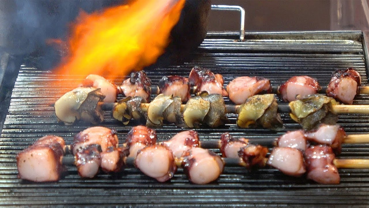 Korean Street Food OCTOPUS Skewer BBQ YouTube