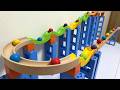 Marble Run Race♡TrixTrack Wave Slope & 3 Wooden Long Wave Slopes