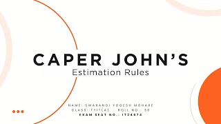 Caper John's Estimation Rules | Software Project Management