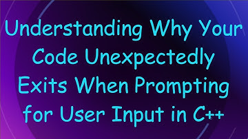 Understanding Why Your Code Unexpectedly Exits When Prompting for User Input in C+ +