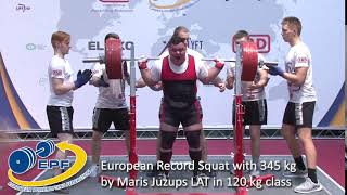 European Record Squat with 345 kg by Maris Juzups LAT in 120 kg class