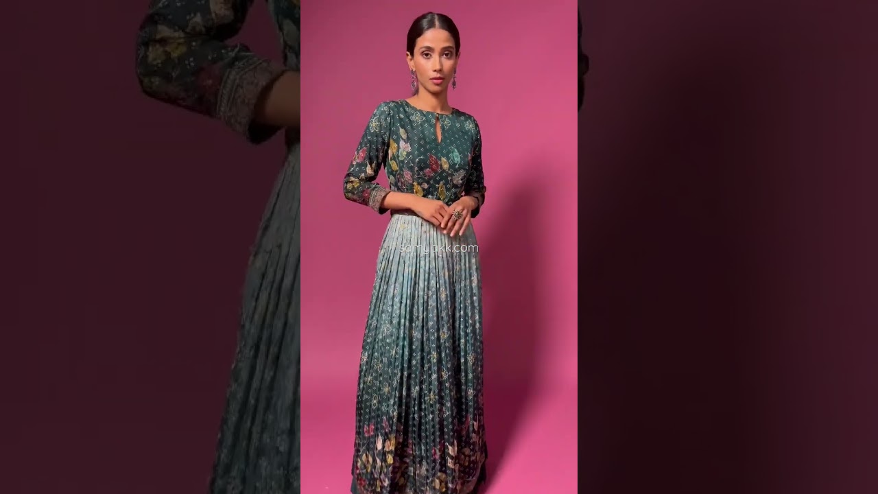 Dark Peacock Blue Ombre Printed Silk Designer Salwar-HD2950