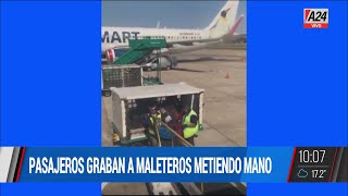 Escrache: graban a MALETEROS METIENDO MANO en el equipaje