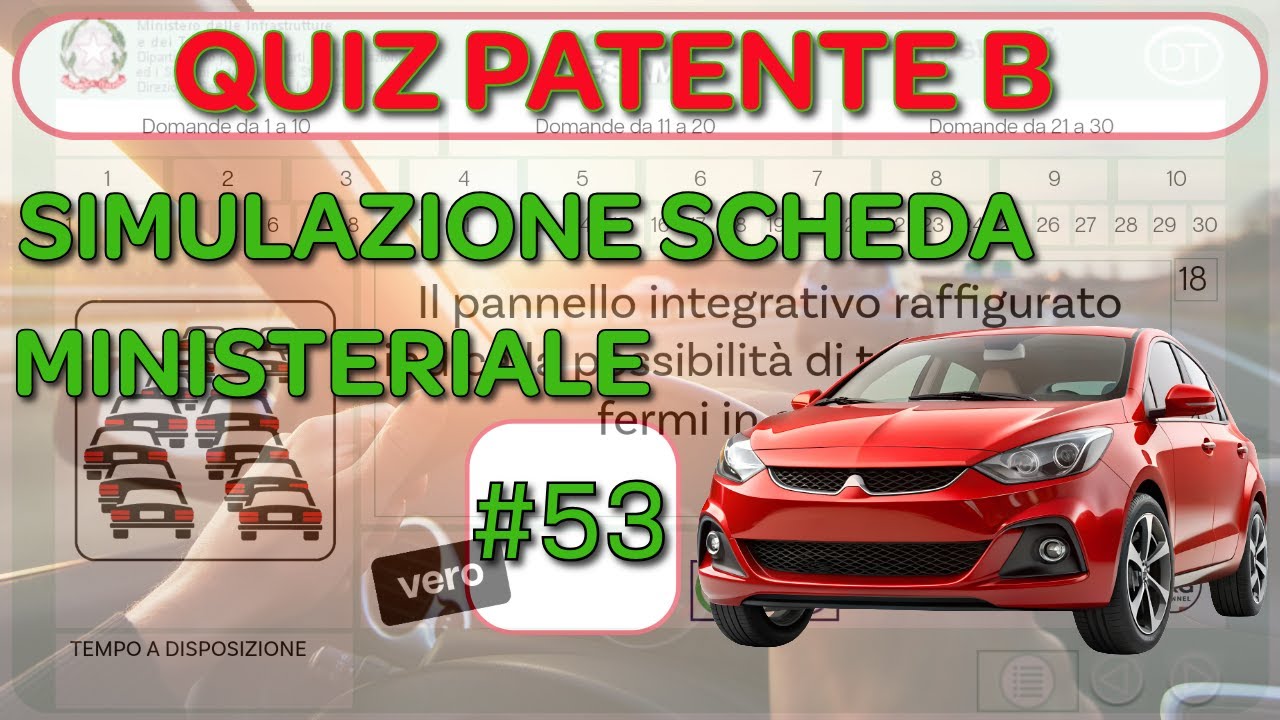Quiz Patente B 2025 – Simulazione Scheda Ministeriale 53