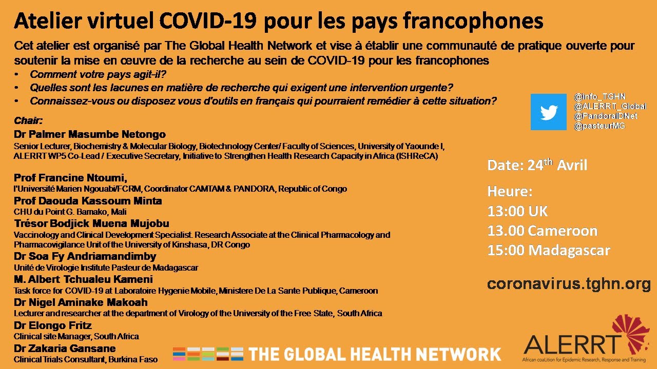 Atelier virtuel COVID-19 pour les pays francophones