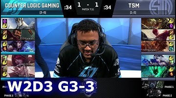 CLG vs TSM | Game 3 S7 NA LCS Summer 2017 Week 2 Day 3 | TSM vs CLG G3 W2D3