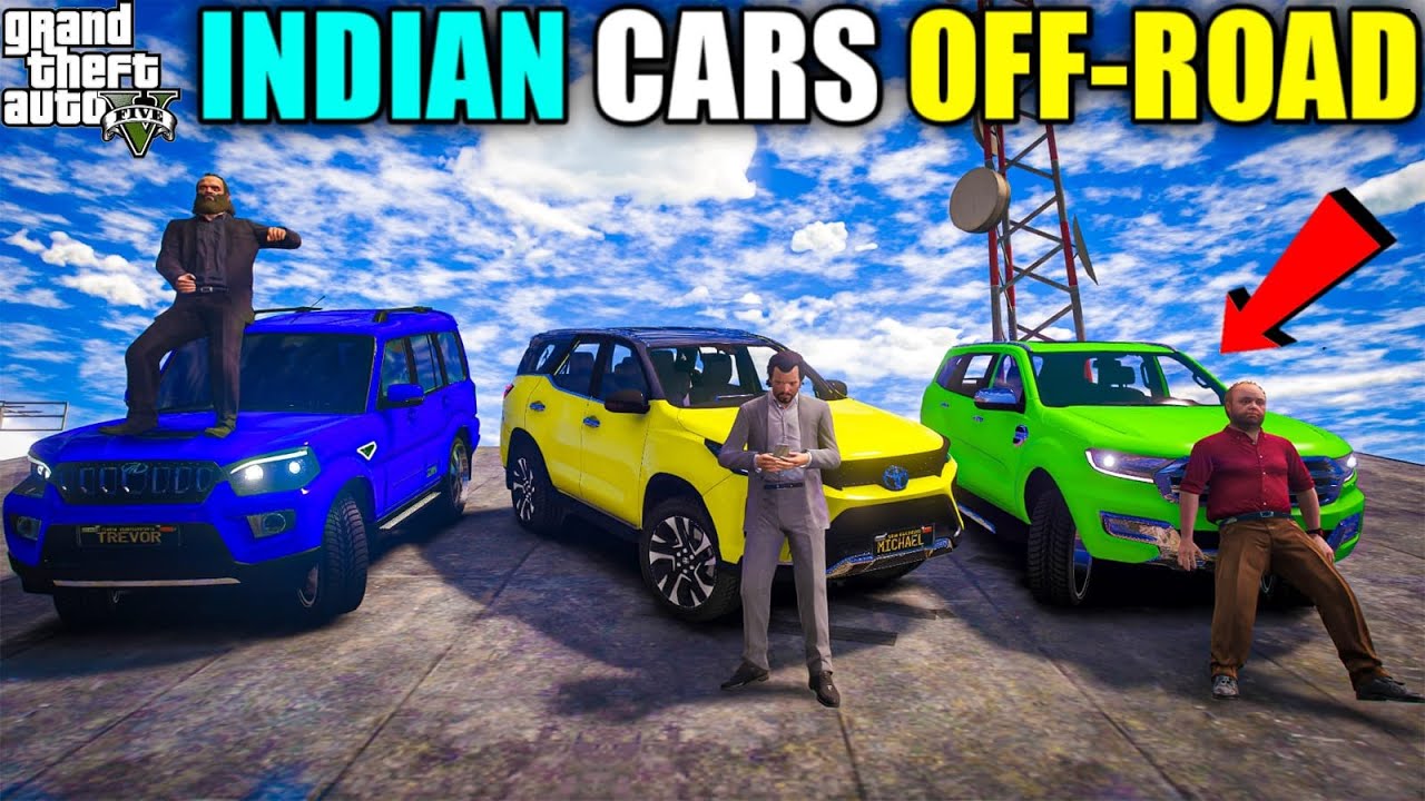 GTA 5 INDIAN CARS FULL OFFROADING IN JUNGLE WITH MICHAEL TREVOR AND