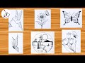 6 Easy Drawing ideas for Beginners||Simple Pencil Sketch