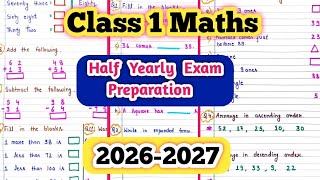 Class 1 Maths Half Yearly Question Paper| Class 1 Math Question Paper 2026| Maths Worksheet Class 1 