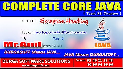 Core Java Exception Handling   throw keyword with different scenarios  Part -2