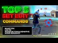 Best ever top 5 set edit commands ✅⚙️ #freefire #settings