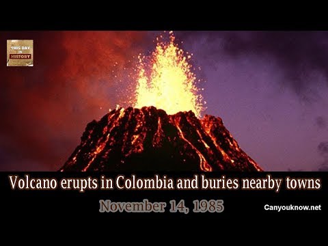 Volcano erupts in Colombia and buries nearby towns  1985