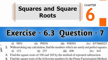 Ex 6.3 Q 7 class 8th Maths | Squares and square roots | NCERT Solutions RBSE CBSE