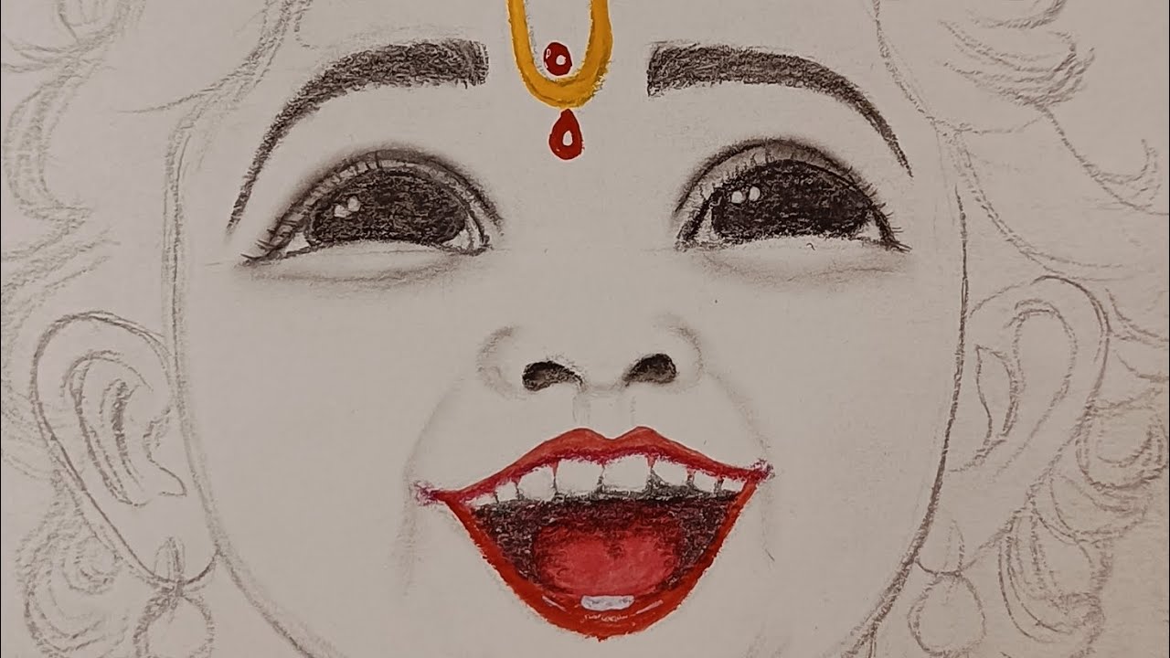  krishnHow to draw ball krishna | charcoal pencil very easy art' penting video kusum kla 