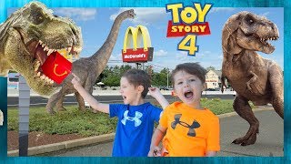 Dinosaur Patrol Visit Mcdonalds Playground Giant T-Rex Stomps A Happy Meal Dinosaurs For Kids