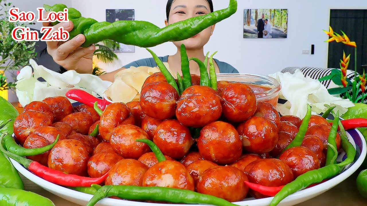 กินไส้กรอกอีสาน 1 กิโล ‼️จิ้มน้ำจิ้มไก่ แกล้มพริกสกรูกรอบๆ พริกสดเผ็ดๆแซ่บๆจ้า | Isaan Sausage