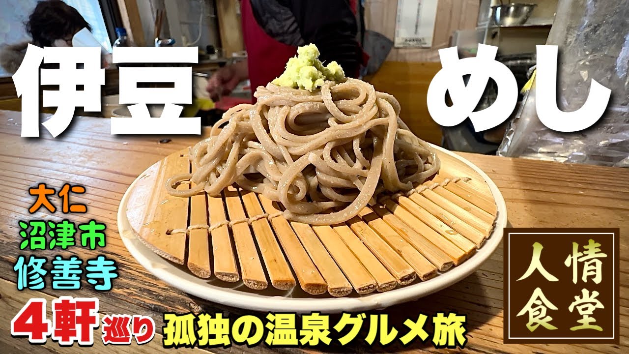 おっさんの休日旅【伊豆旅行4軒巡り】旨いそばと温泉からの分厚い肉で悶絶！『飯テロ』十割そばさくだ/修善寺駅そば/ひらい精肉店/筥湯/炭焼きさわやか/Travel Japan Izu Shizuoka
