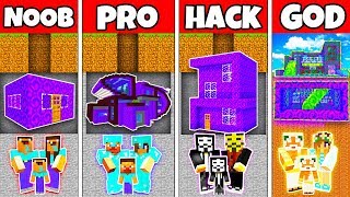 Minecraft: FAMILY UNDERGROUND MODERN HOUSE BUILD CHALLENGE NOOB vs PRO vs HACKER vs GOD in Minecraft