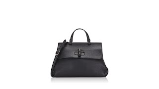 Gucci Pebbled Calfskin Medium Bamboo Daily Top Handle Bag Black
