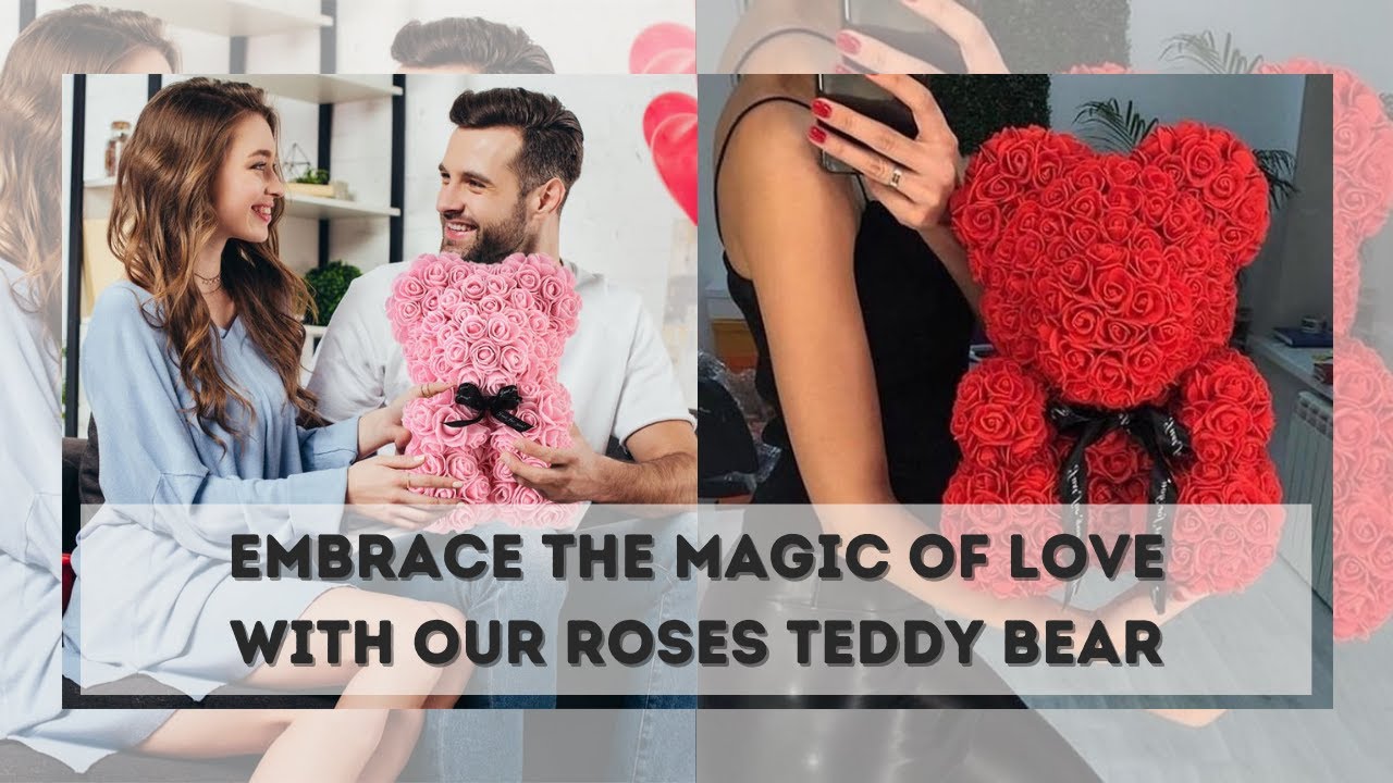 Roses Teddy Bear - Flower Bear Gift for Valentines Day, Mothers Day, Wedding and Anniversary