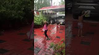 Aashi &amp; Mimi’s rain play slow motion
