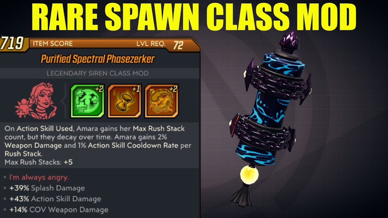 BL3 LVL 72 GOD ROLL Phasezerker +39 Splash Dmg + 43 Action Skill Dmg + 14 COV Weapon