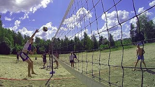 Пляжный волейбол. Нападающий удар от первого лица. GoPro. Пляжный волейбол. Нападающий удар от первого лица. GoPro.