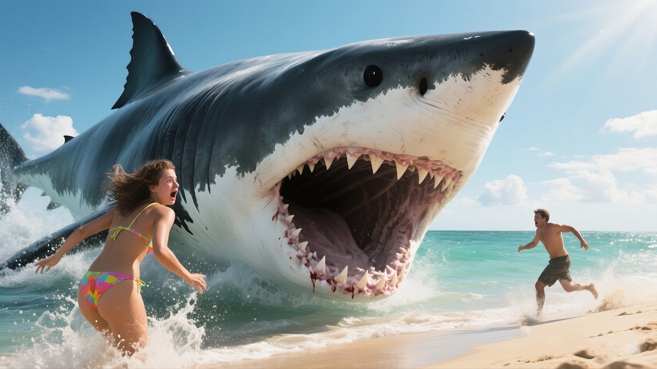 🦈🌊😱Mutant giant shark attacks humans in the sea! | Megalodon Returns ...