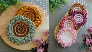 Blush Bloom Crochet Coaster Pattern | Easy Crochet Mug Rug Tutorial | Free Crochet Pattern