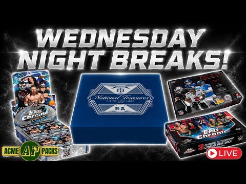 Wednesday Night Sports Card Breaks! National Treasures NFL, Cosmic Chrome WWE, &amp; Chrome Black MLB!