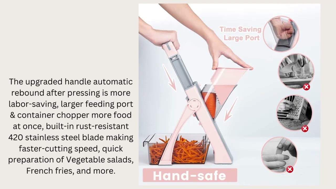 SupMaKin Safe Mandoline Slicer for Kitchen Upgraded, Bigger Port Food  Slicer Vegetable Chopper Potato Fry Cutter, Adjustable Thickness, Julienne  