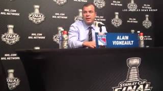 Speak french or just like the language? rangers coach Alain vigneault answers a question before game