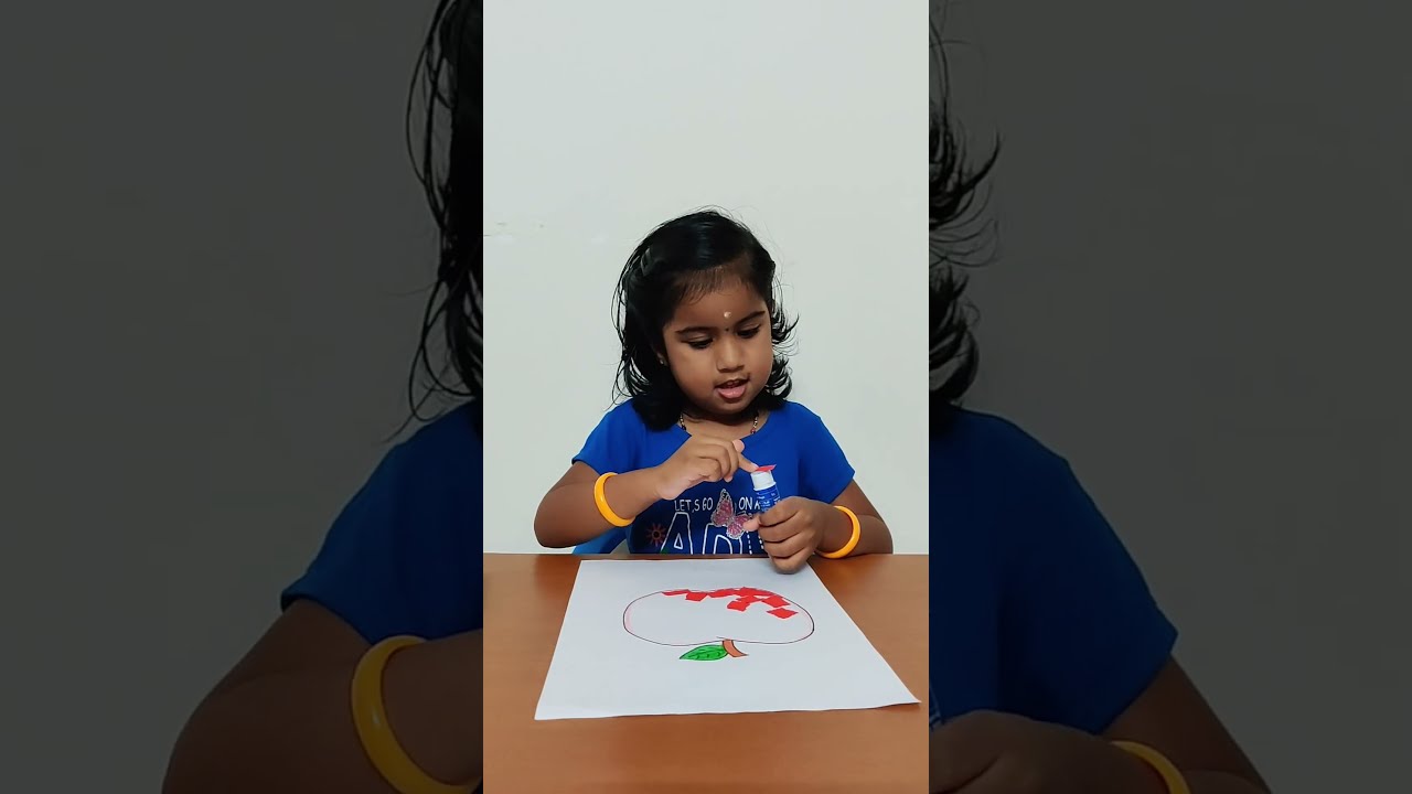 Fun Apple Craft with Torn Paper | My Little Artist’s Ripped Paper Masterpiece! 🧡