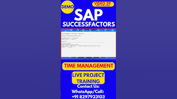 SAP Successfactors Time Management Training 39 1st Nov 2024#sapsuccessfactorstraining#saptrainings