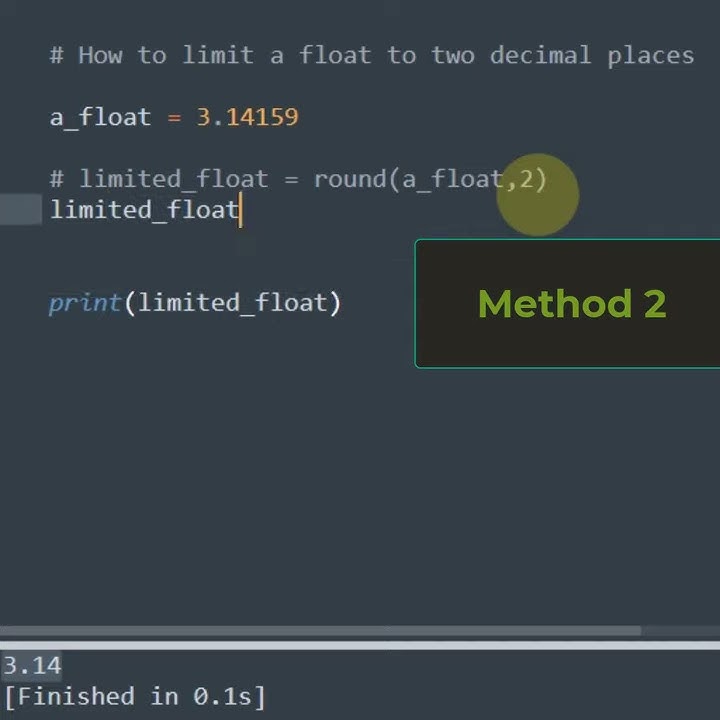 How to limit a float to two decimal places in Python #shorts - YouTube