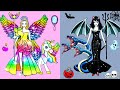 Paper Dolls Dress Up - Angels and Vampires Dresses Handmade Quiet Book - Barbie Story & Crafts