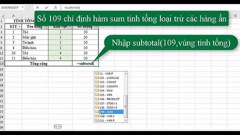 THỦ THUẬT 11: Tính Tổng bỏ qua giá trị ẩn (hàm subtotal)