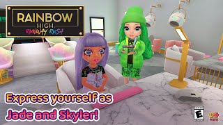 Express yourself as Jade and Skyler in the Rainbow High™: Runway Rush Game! 🌈🎮✨