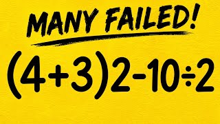 (4+3)2-10÷2 = ❓️/ 5 out of 100 students got this right!✅️ Are you among the 5/PEMDAS Rules 