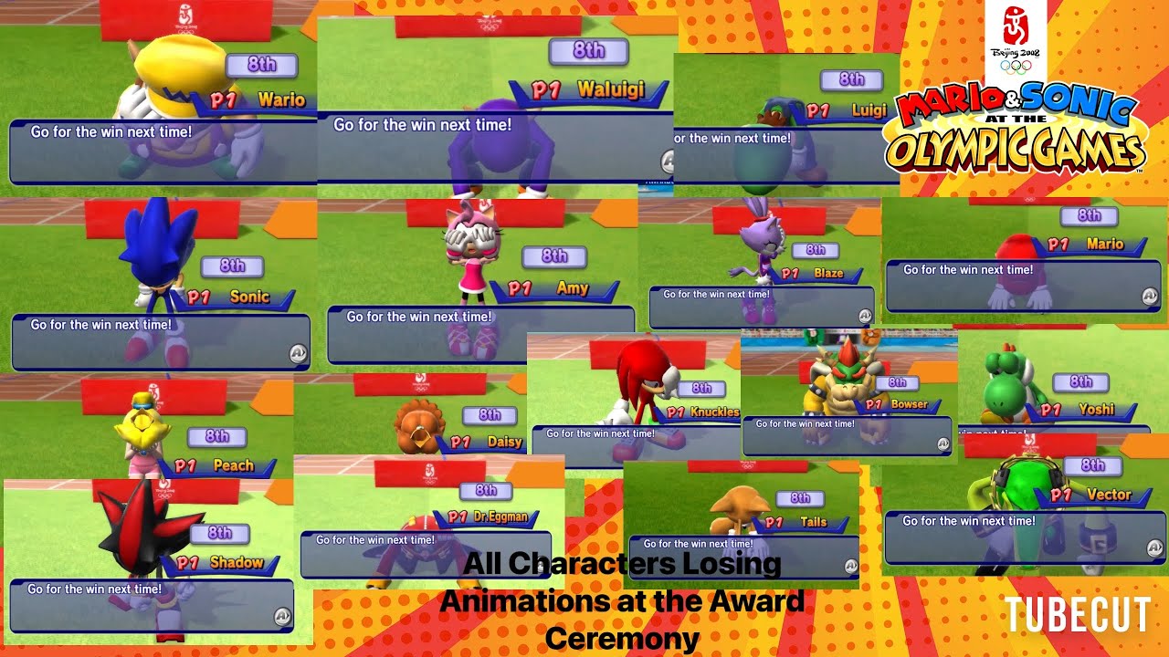 Mario & Sonic at the Olympic Games All Characters Losing Animations at the Award Ceremony