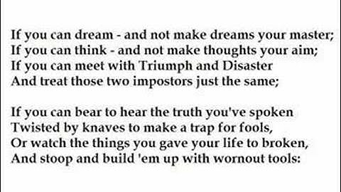 "If...." by Rudyard Kipling (read by Tom O