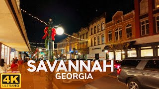 Walking at night in the streets of SAVANNAH, GEORGIA. [4K]