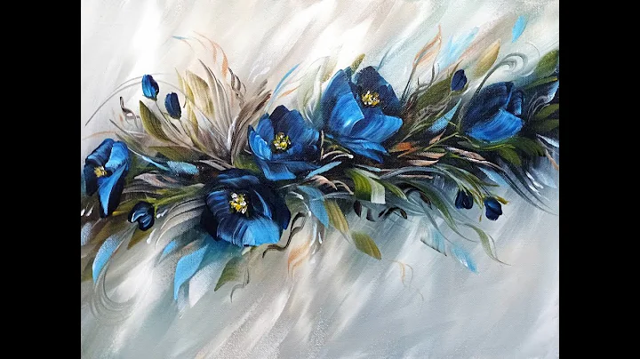 Blue Flowers, Acrylic Painting, Palette Knife, 1Br...