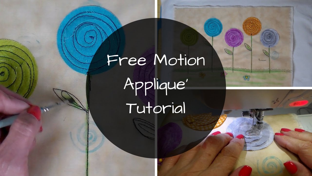 Another Free-Motion Appliqué Tutorial- My Lollipop Flower Pillow Design - YouTube