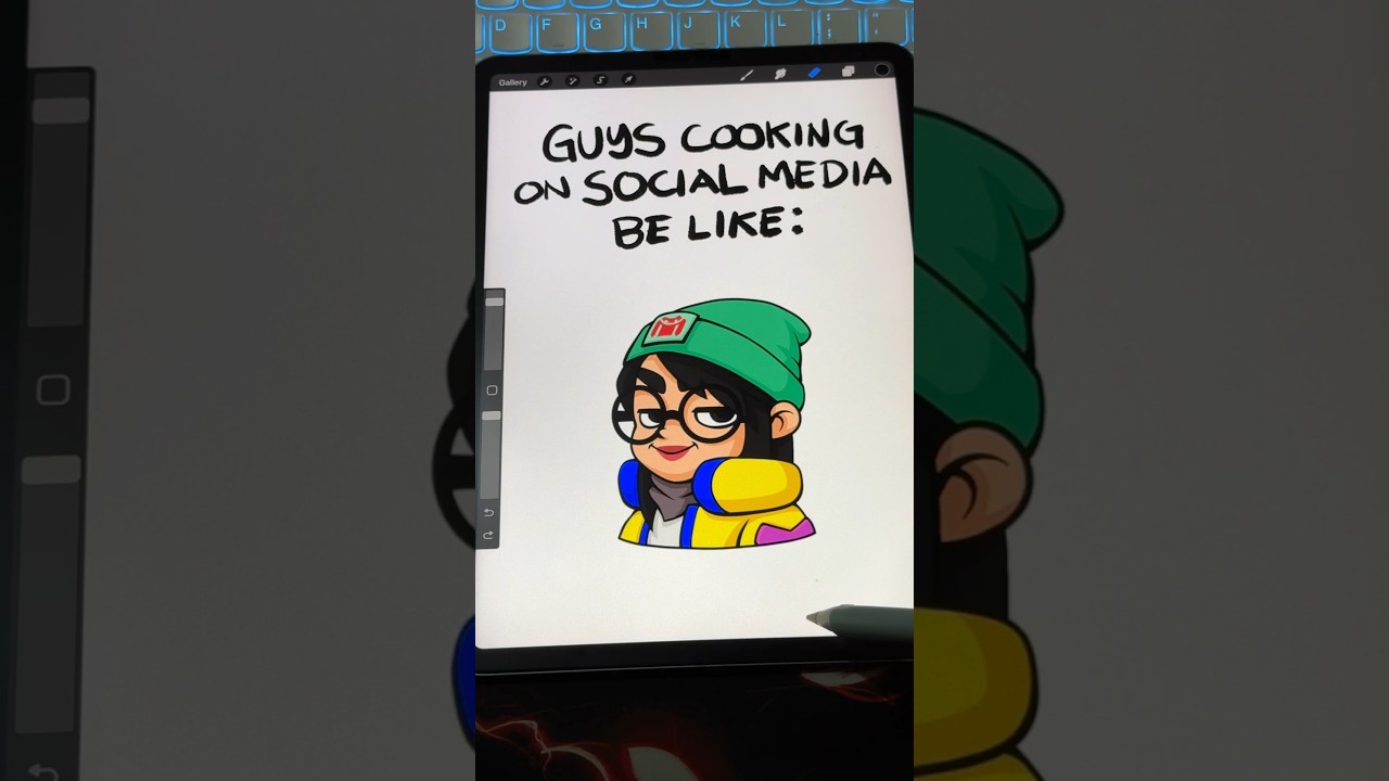 Drawing Valorant agent Killjoy as a cooking guy on social media 