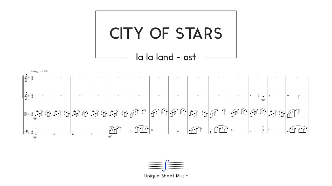 la la land ost city of stars string quartet sheet music youtube city of stars music sheet