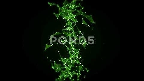 Plexus Of Green Abstract Lines And Dots On A Dark Background